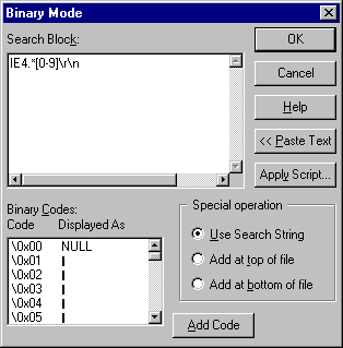 Search & Replace Binary Mode Editor